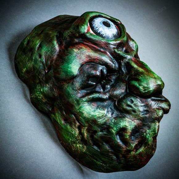 Halloween Horror Monster One-Eyed Party Mask Green - Picture 7 of 8